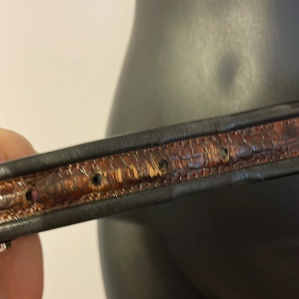 Brighton Leather Black with Brown Inlay design Reptile  size 36